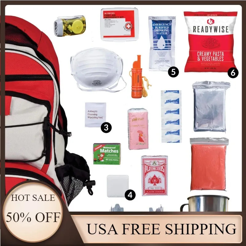 32 Servings of Emergency Food and Drink & Survival Kit
