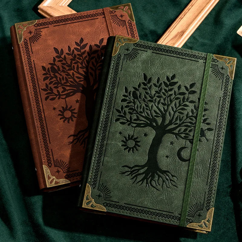 Leather Loose-leaf Work A5 Thickened Notebook Diary with 120 inner pages