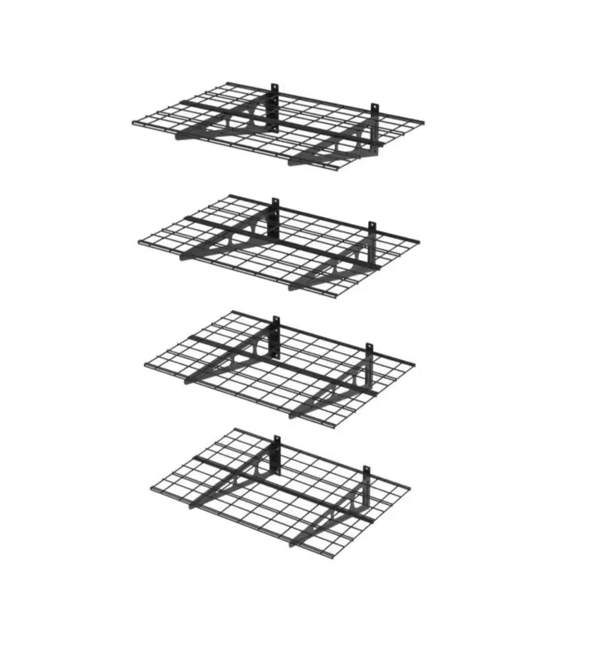 Fleximounts 36 in. W x 24 in. D Steel Garage Wall Shelf in Black (4-Pack)