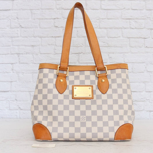 Louis Vuitton Damier Azur Hampstead PM Shoulder Tote Bag LV White