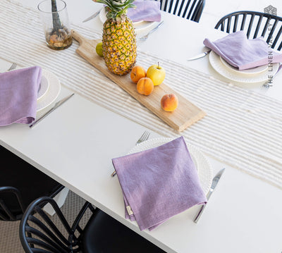 Introducing our light purple linen napkins set, designed to elevate your dining experience with a touch of warmth and charm.