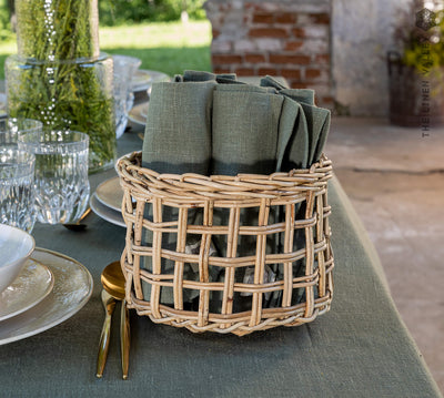 Introducing our moss green linen napkins set, designed to elevate your dining experience with a touch of warmth and charm.