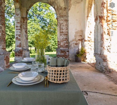 Introducing our moss green linen napkins set, designed to elevate your dining experience with a touch of warmth and charm.