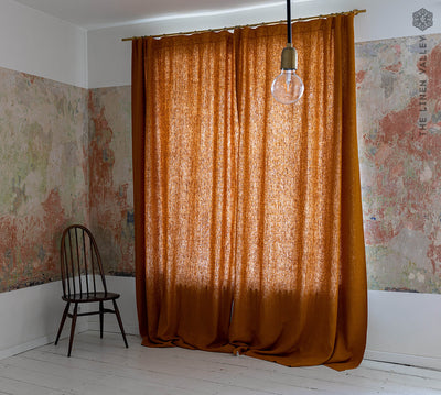 Our amber yellow linen curtains are designed and made to give your home a unique and timeless charm, and no matter the style of your home, linen can fit into any interior.