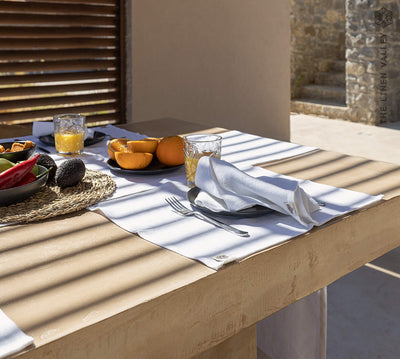 Discover The Linen Valley's optical white linen placemats, which combines everyday luxury with sustainable elegance, where natural linen completely transforms and enhances your table setting.