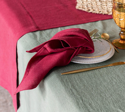 Introducing our burgundy red linen napkins set, designed to elevate your dining experience with a touch of warmth and charm.