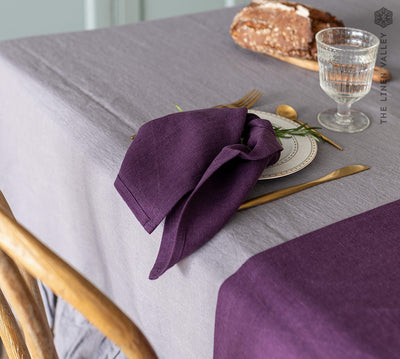 Introducing our deep purple linen napkins set, designed to elevate your dining experience with a touch of warmth and charm.