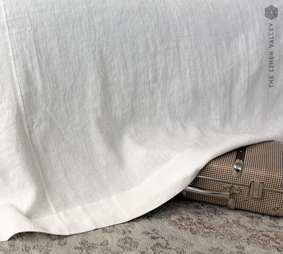 ANTIQUE WHITE linen bedspread - handmade from the highest quality Baltic linen.