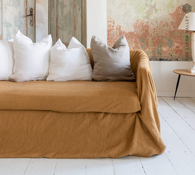 Natural and simple to maintain, dusty mustard linen cover promises both comfort and convenience.