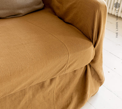 Natural and simple to maintain, dusty mustard linen cover promises both comfort and convenience.