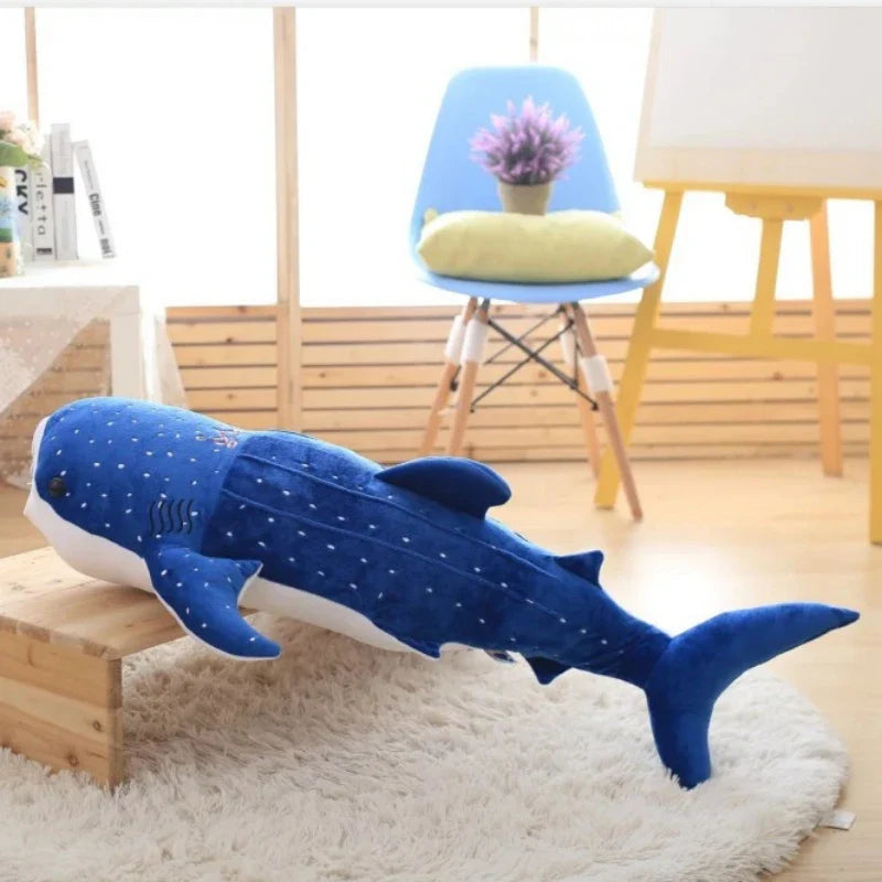 Large Soft Shark Plush Toy - Adorable Blue Whale Pillow for Kids - Image 7