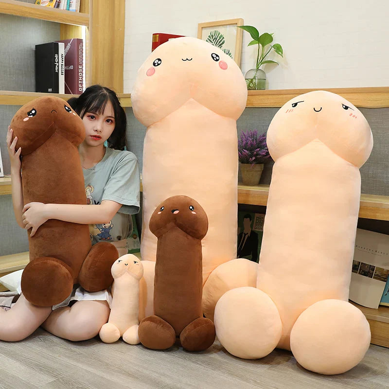 Cute Flesh-Colored Plush Penis Pillow - Soft, Fun Cushion Gift for Girls - Image 5