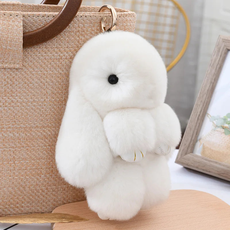 Cute Fluffy Rex Rabbit Fur Keychain - Image 11