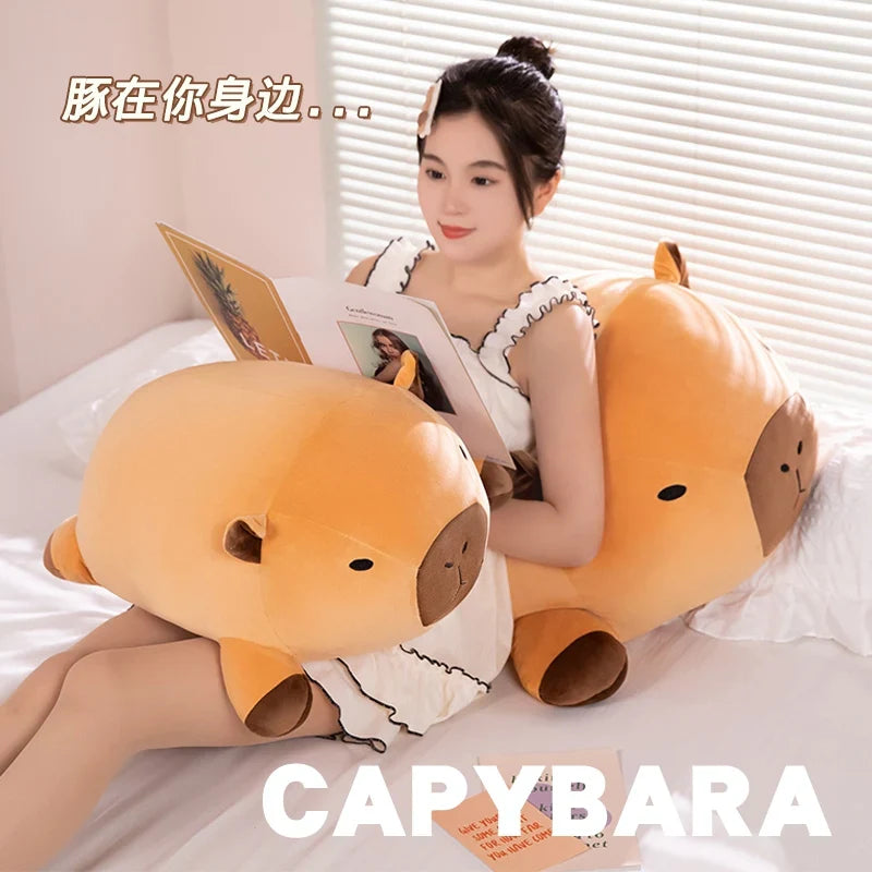 Fatty Long Capybara Plush Pillow - Kawaii Round Aquatic Cartoon Bolster Gift - Image 6