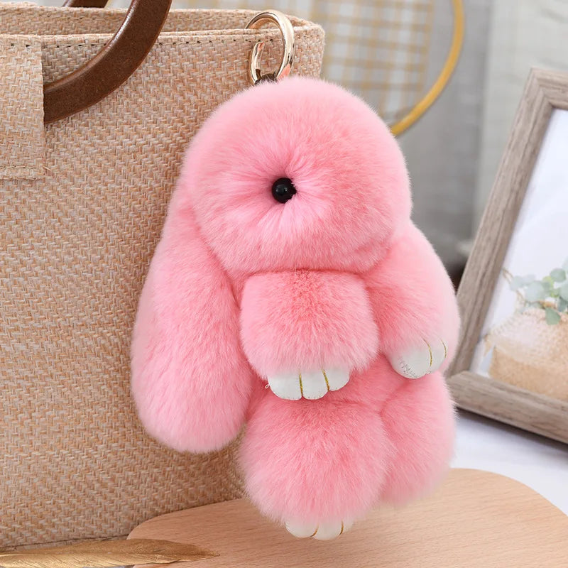 Cute Fluffy Rex Rabbit Fur Keychain - Image 6