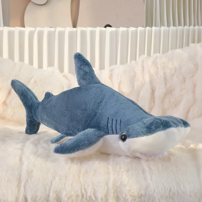 Cute Gray Blue Shark Plush Toy - Soft Stuffed Sea Animal Pillow for Kids - Image 6