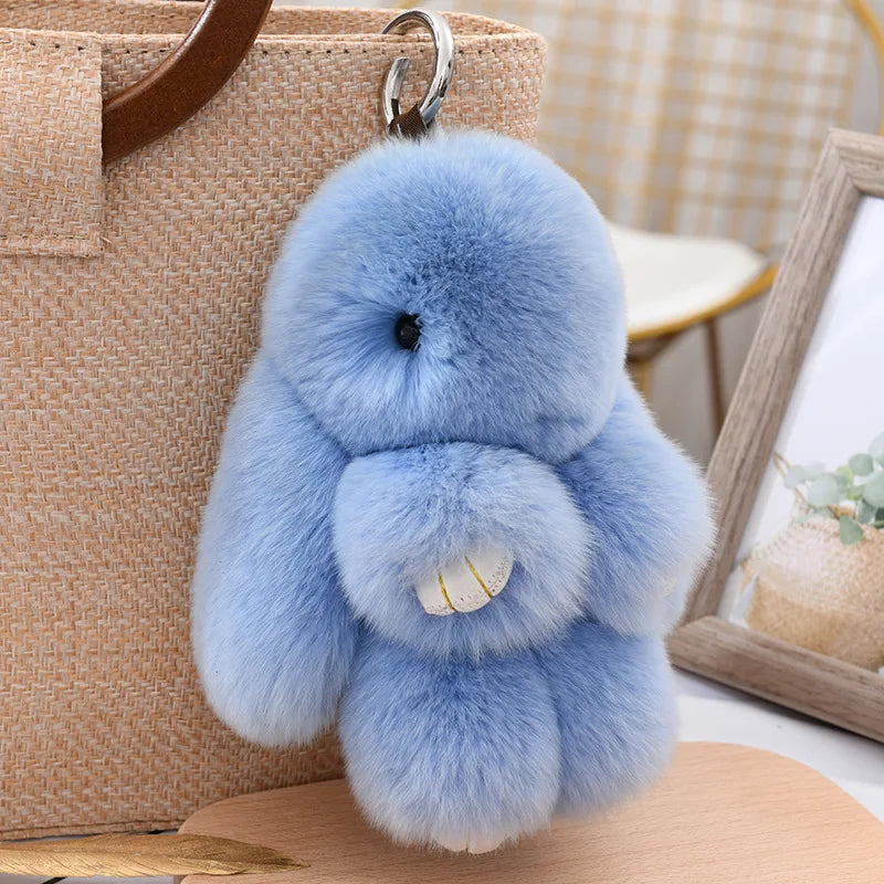 Cute Fluffy Rex Rabbit Fur Keychain - Image 4