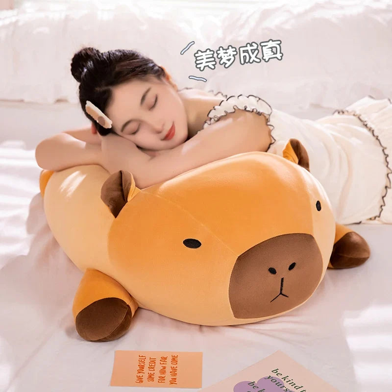 Fatty Long Capybara Plush Pillow - Kawaii Round Aquatic Cartoon Bolster Gift - Image 5