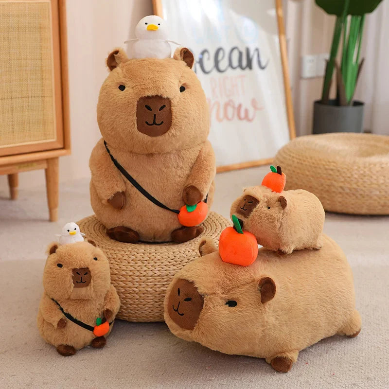 Capybara Plush Toy - Fluffy Fruit-Embracing Doll for Fun Gifts - Image 5