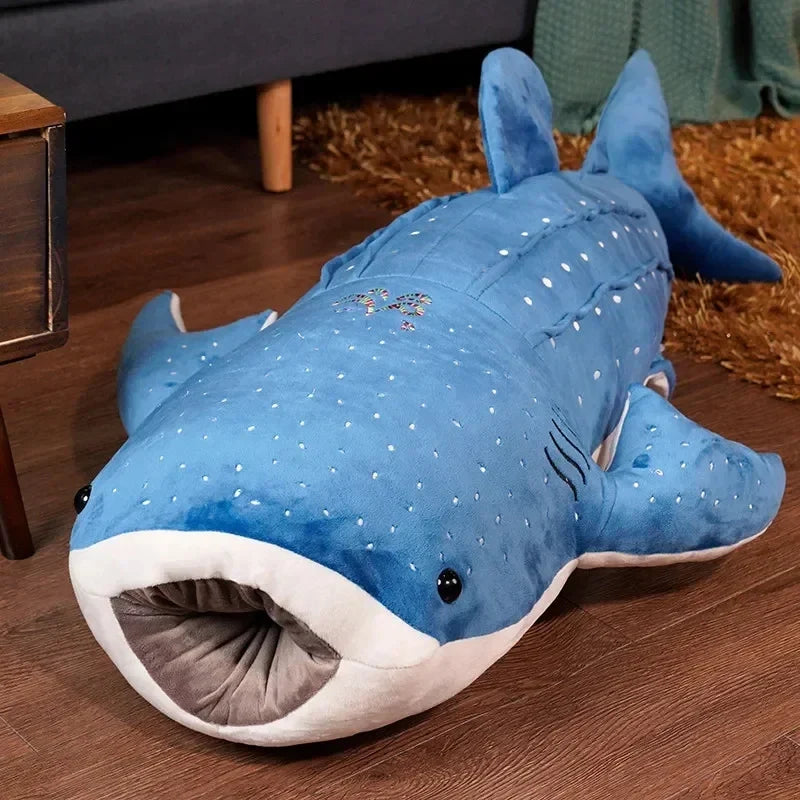 Cartoon Blue Shark Plush Toy - Soft Big Fish Pillow for Kids' Gifts - Image 4
