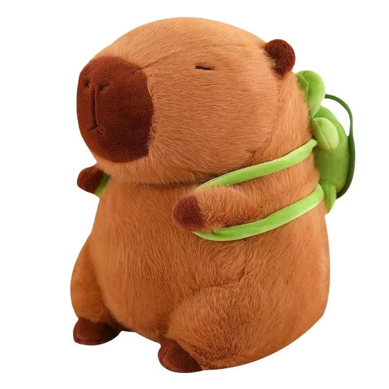 Cute Kawaii Capybara Plush Toy with Turtle Bag - Fluffy Strawberry Cap Gift - Image 4
