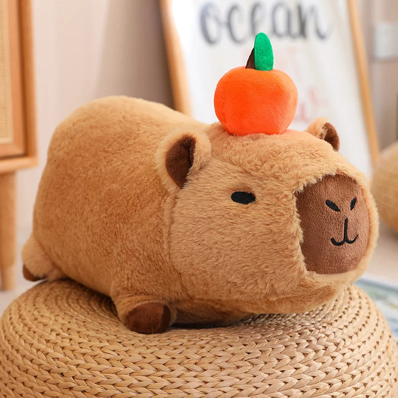 Capybara Plush Toy - Fluffy Fruit-Embracing Doll for Fun Gifts - Image 6