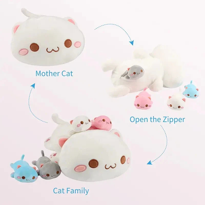 Adorable 47cm Mother Cat with 4 Mini Kittens - Perfect Gift for Kids! - Image 3
