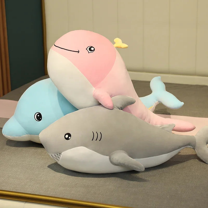 Kawaii Dolphin & Whale Shark Plush Toy - Soft, Cute Animal Pillow for Kids - Image 3