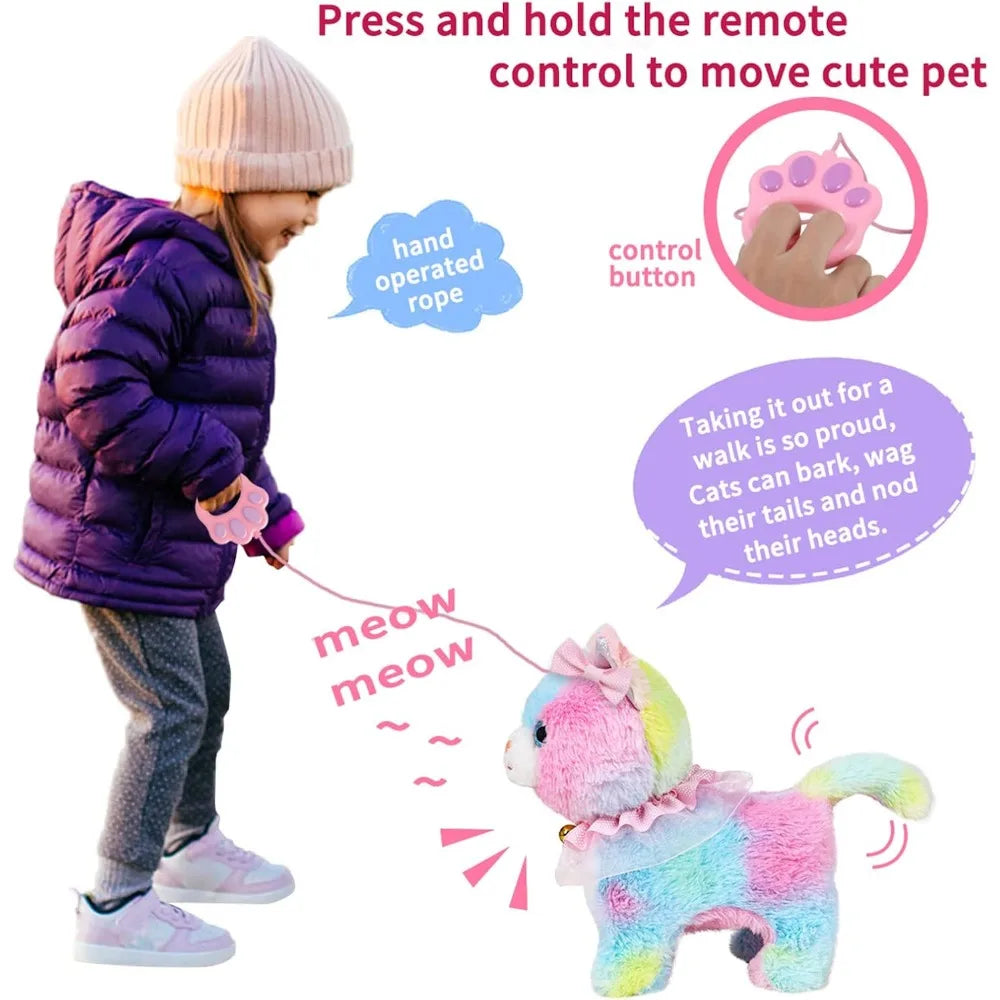 Interactive Walking & Barking Plush Cat Toy - Remote Control Fun! - Image 3