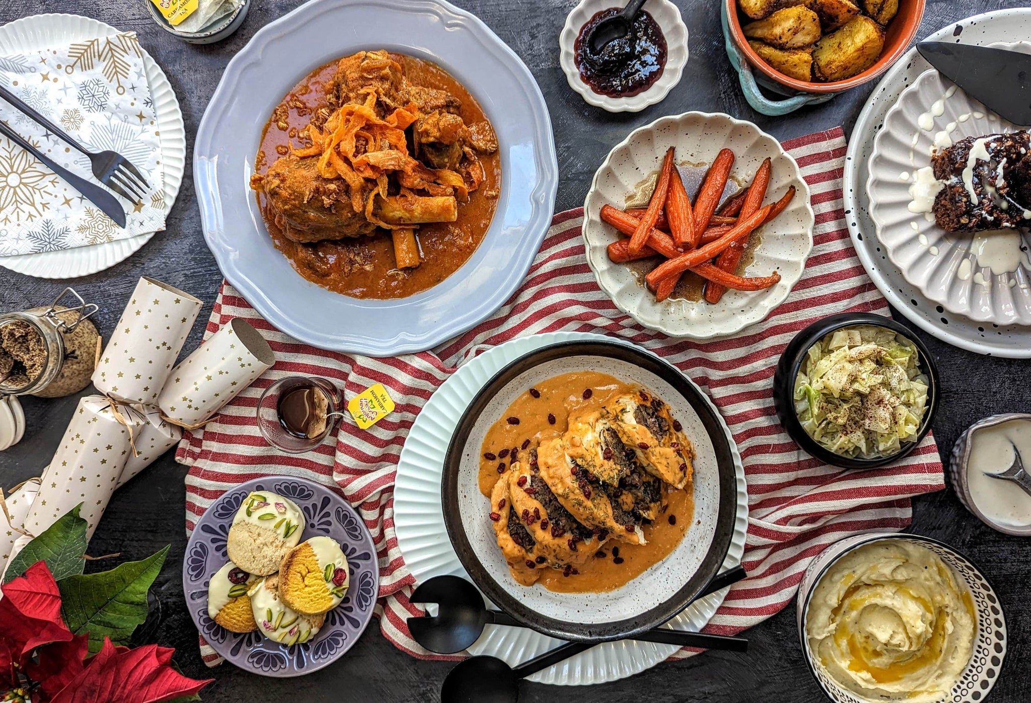 Modern Persian Kitchen - Wild Rice Stuffed Chicken Christmas Spread