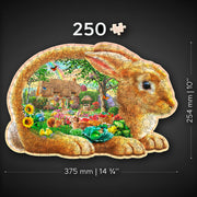 Discover the magic of the "Garden Bunny" wooden puzzle – a remarkably distinctive and captivating jigsaw puzzle experience like no other! Crafted in the EU with DOUBLE-SIDED FIGURES, this 250-piece masterpiece (40 unique shapes) measuring 14.76 x 10 inches promises to enthral and challenge puzzle enthusiasts of all ages.