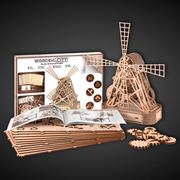 Mill - 3D Wooden Mechanical Model Unique wooden 3D puzzle design Detailed windmill mechanism 222 laser-cut plywood pieces No glue required for assembly Engaging gift for kids and adults Suitable for puzzle enthusiasts and beginners alike