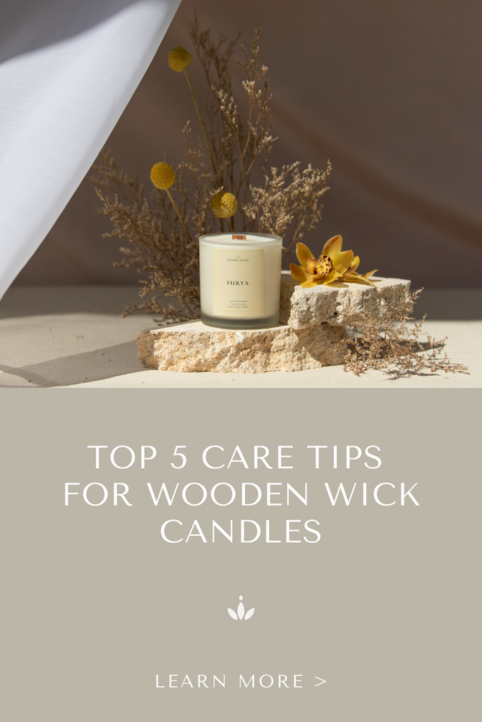 5 Care Tips for Your Woodwick Candle Blog Graphic _ Yogini Living