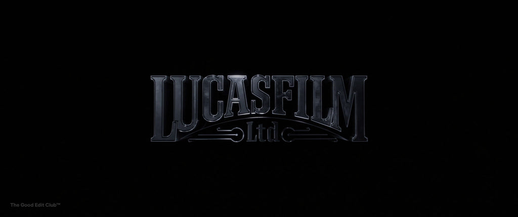 Lucasfilm Ltd. logo with chrome text effect, showcasing metallic typography with subtle gradients and polished reflections against a black background, embodying sleek film production branding.