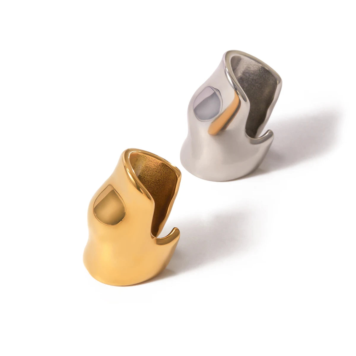 ear cuff chic et minimaliste en acier inoxydable plaqué en or pour femmes style parisien