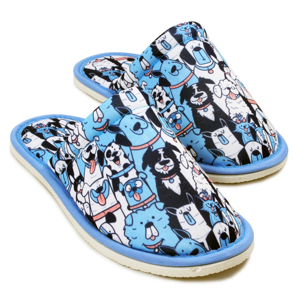 Chochili Men Blue Dog Home Slippers