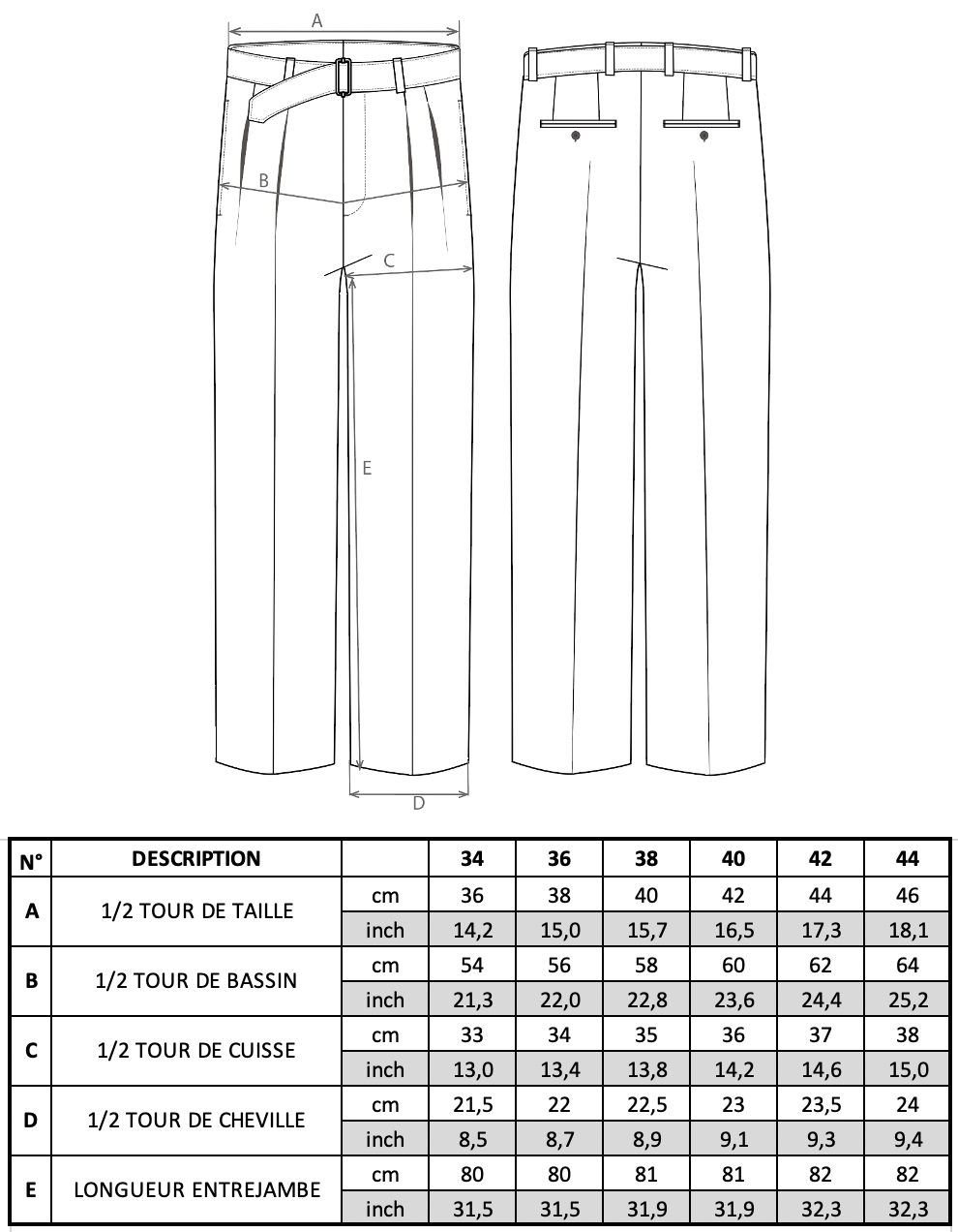 Guide des tailles