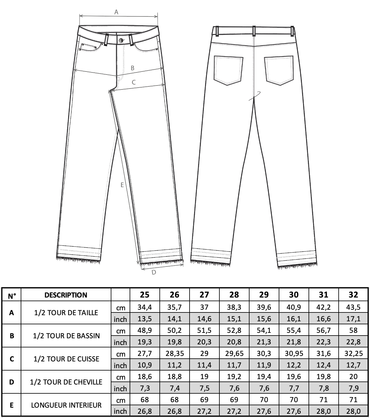 Guide des tailles