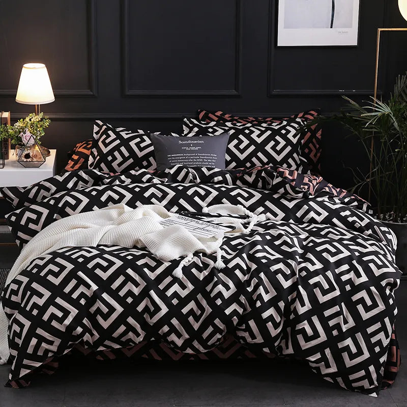 Queen King SIngle Full Size Luxury Black Bedding Set