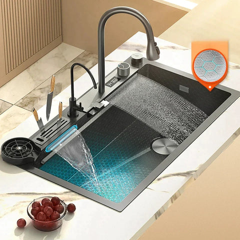 Waterfall Elegance Digital Kitchen Sink: