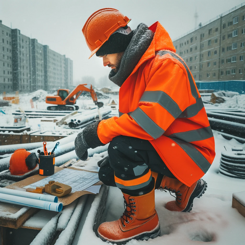man with winter jacket construction worker