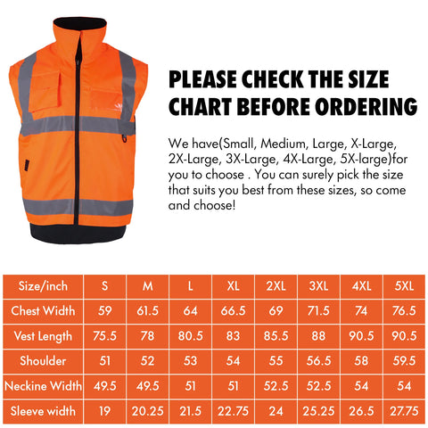 safety vest sizing chart