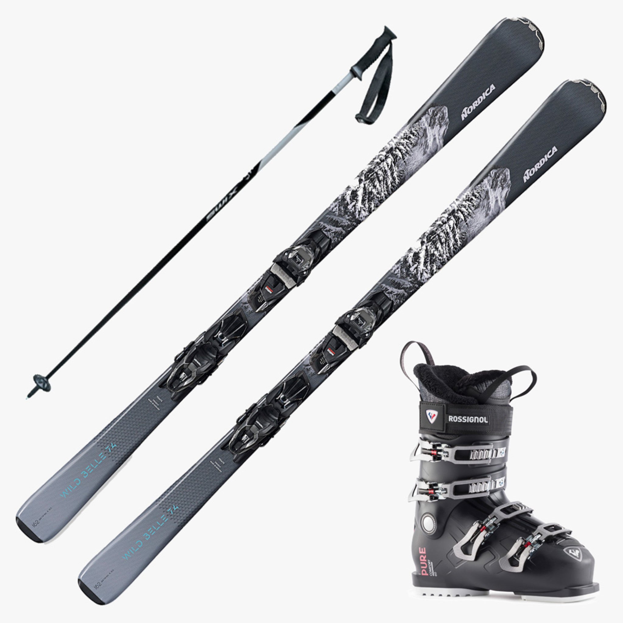 2024 Nordica Wildbelle 74 Ski w/ Rossignol Pure Comfort 60 Boots and Poles  - Default Title