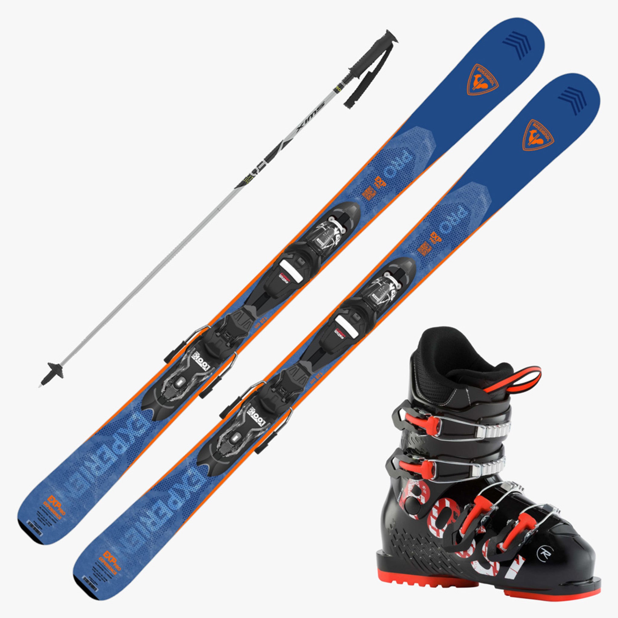 2024 Rossignol Experience Pro Jr Blue Skis w Rossignol Comp J Boots and  Poles, Complete Alpine Ski Packages
