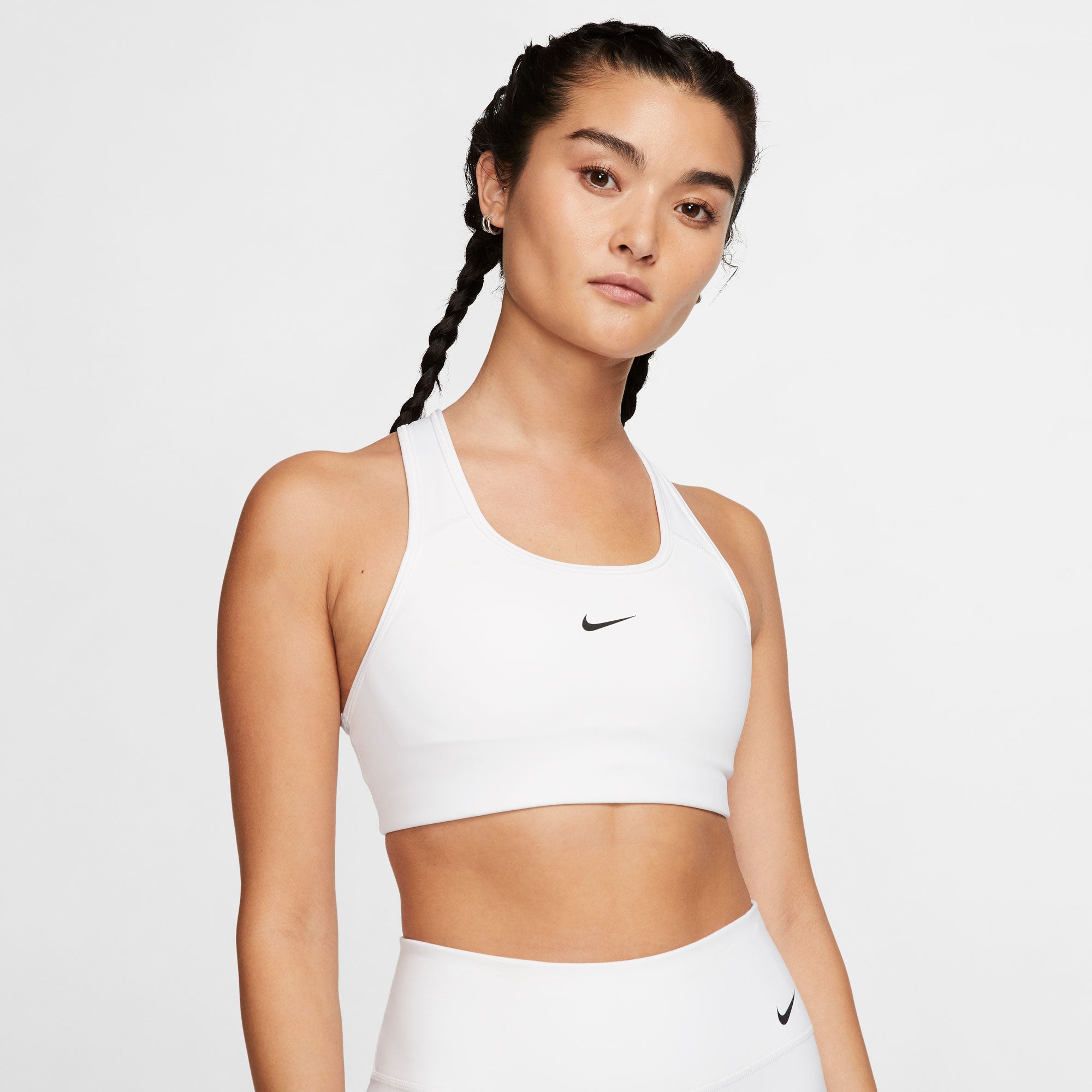 Nike Women's Infinity Medium Support Sports Bra White Black BV3703-100 at   Women's Clothing store