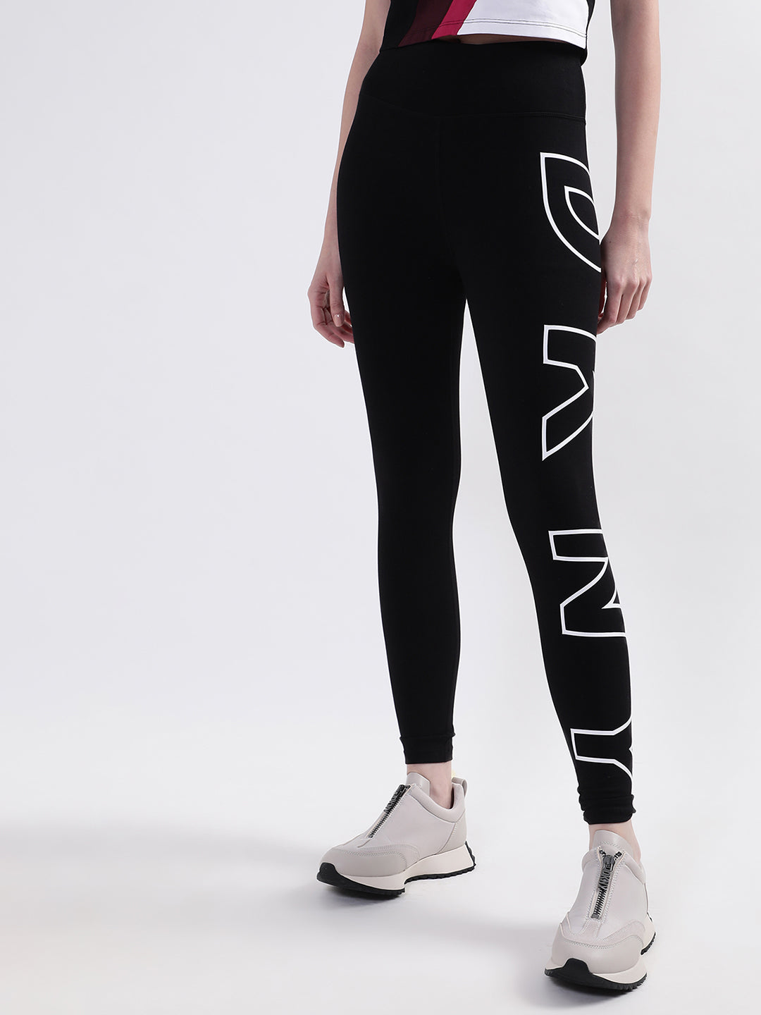 Buy DKNY Women's Sport Tummy Control Workout Yoga Leggings, Black/White,  Medium at Amazon.in
