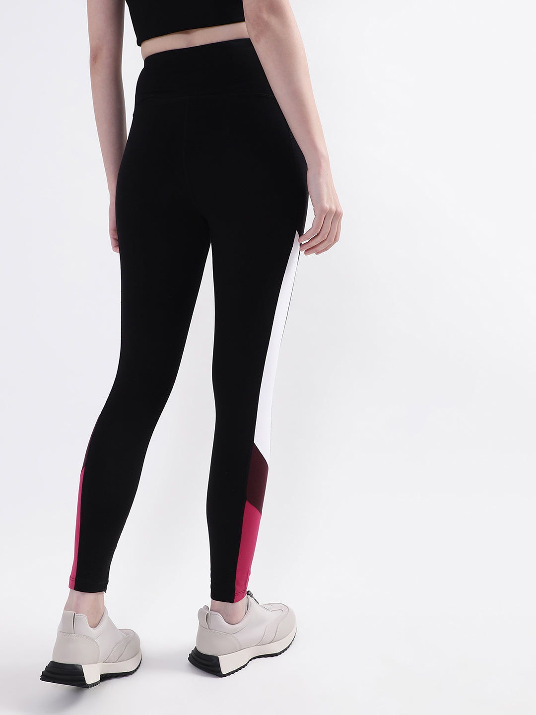 Solid Wide Waist Leggings - Black