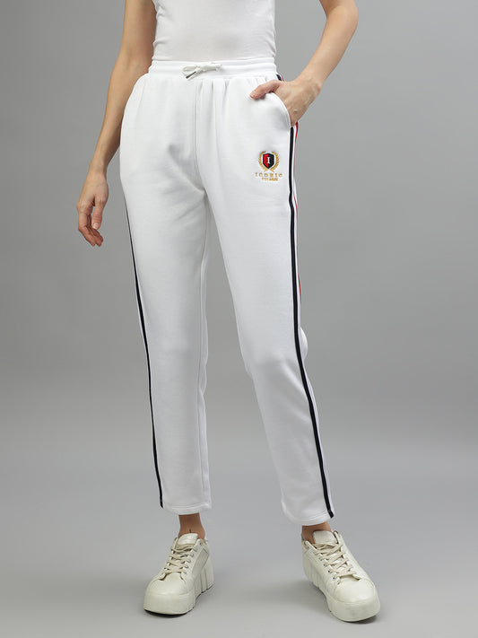 Women Solid Navy Side Stripe Trackpant