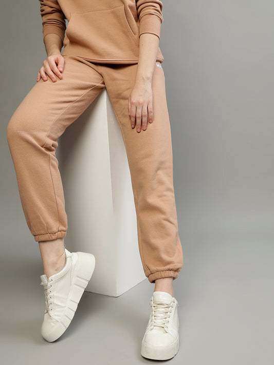 Khaki Women Beige Relaxed Regular Fit Self Design Cotton Joggers at Rs 320  in New Delhi