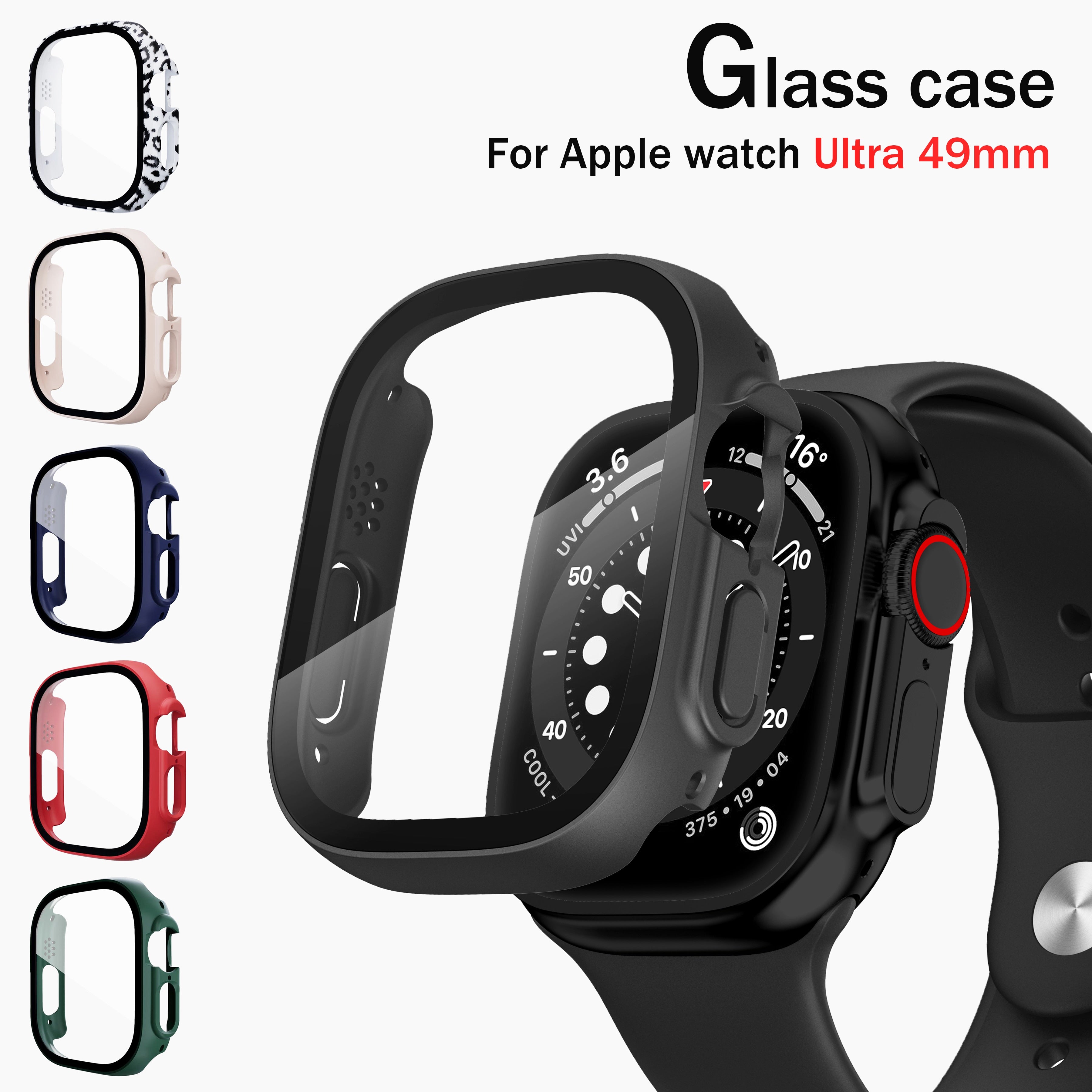 Vidro + capa para apple relógio ultra caso 49mm smartwatch pc pára